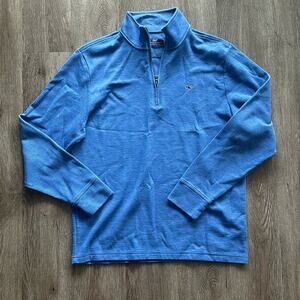 Vineyard Vines Saltwater Quarter Zip Pullover Blue Whale Logo Men’s Medium